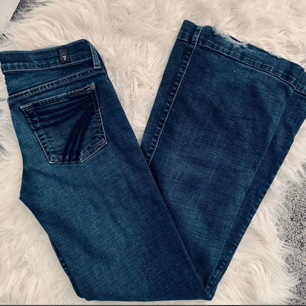 7 For All Mankind Dojo Dark Wash Flare Jeans Size 26